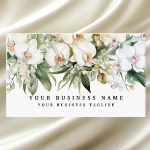 Tarjeta De Visita Orquídeas Blancas Elegantes Flores Floral