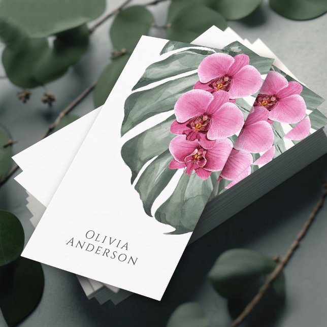Tarjeta De Visita Orquídeas rosadas calientes en el frasco tropical  (Subido por el creador)