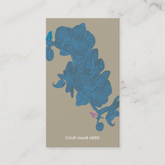 TARJETA DE VISITA ORQUÍDEAS Y MARIPOSAS AZUL ARENA