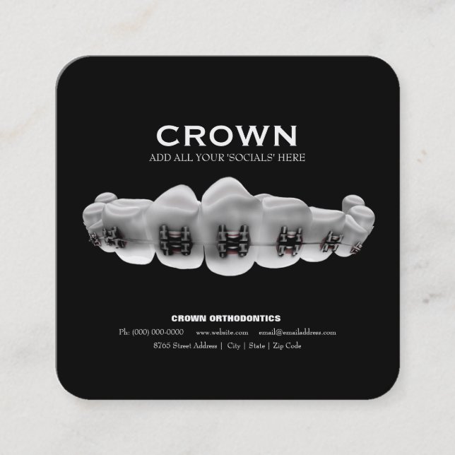 Tarjeta de visita ortodoncista con tarjeta de cita (Anverso)