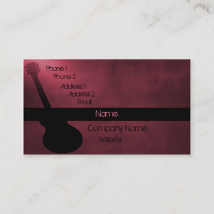 Tarjeta de visita oscura de la guitarra, rosa