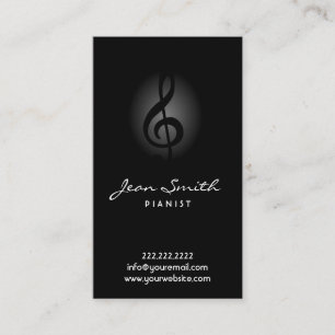 Tarjeta de visita oscura elegante del pianista
