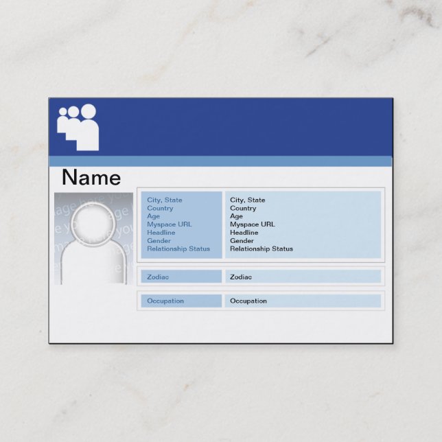 Tarjeta De Visita Oscuridad de Myspace - rechoncha (Anverso)
