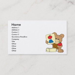 Tarjeta De Visita osito de peluche escolar lindo A es para manzana