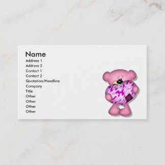 Tarjeta De Visita oso cardíaco de camo rosa