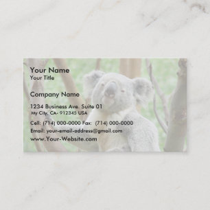 Tarjeta De Visita Oso de koala que se sienta en el árbol en el