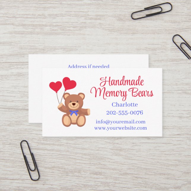 Tarjeta De Visita Oso de memoria Teddy con códigos QR (Anverso/Reverso In Situ)