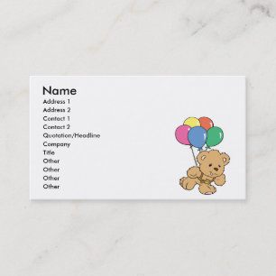 Tarjeta De Visita Oso de peluche con globos de cumpleaños