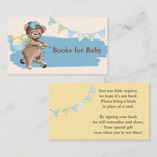 Tarjeta De Visita Oso de peluche en libros de Baby Shower para bebé (Anverso / Reverso)