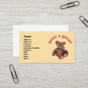 Tarjeta De Visita Oso de peluche navideño lindo y alegre