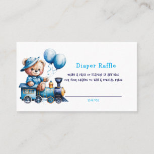 Tarjeta De Visita Oso De Teddy En Un Tren Azul Raffle