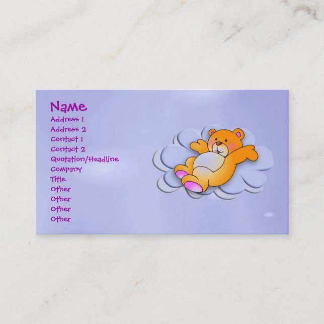 Tarjeta De Visita Oso dulce (Anverso)