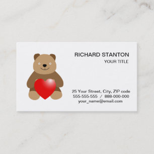 Tarjeta De Visita Oso gracioso con corazón