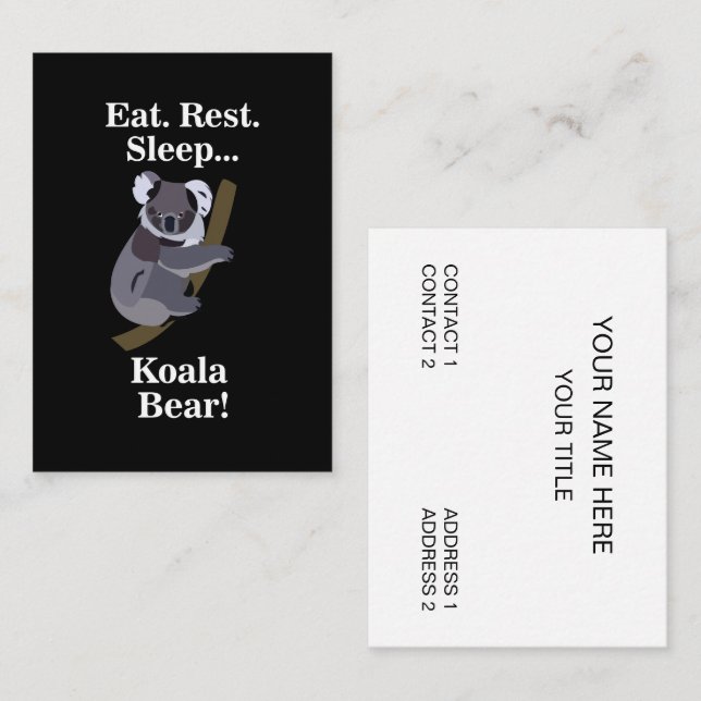 Tarjeta De Visita Oso Koala Divertido (Anverso / Reverso)