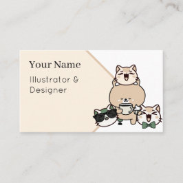 Tarjeta De Visita Oso lindo con prótesis de pierna, café y pastelito