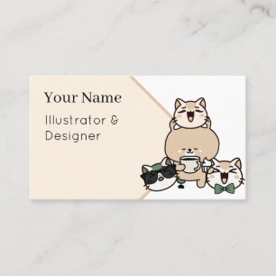 Tarjeta De Visita Oso lindo con prótesis de pierna, café y pastelito