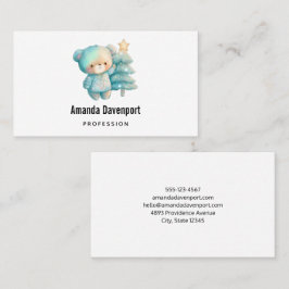 Tarjeta De Visita Oso lindo y árbol de Navidad