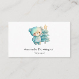 Tarjeta De Visita Oso lindo y árbol de Navidad