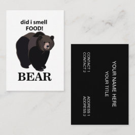 Tarjeta De Visita Oso, olía el oso gracioso de la comida