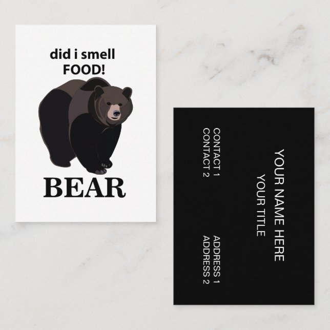 Tarjeta De Visita Oso, olía el oso gracioso de la comida (Anverso / Reverso)