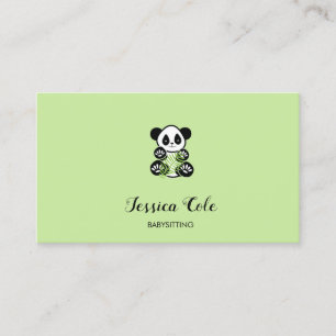Tarjeta De Visita Oso panda blanco verde pálido