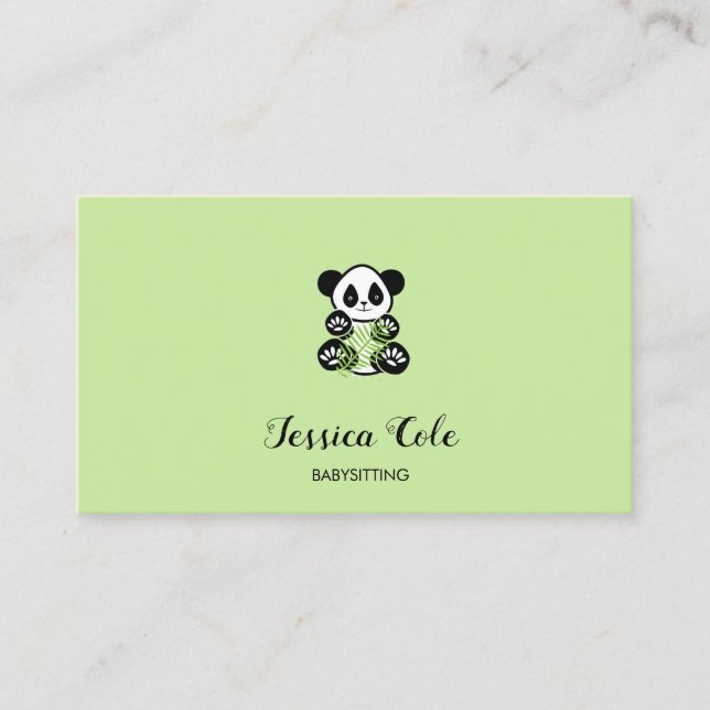 Tarjeta De Visita Oso panda blanco verde pálido (Anverso)