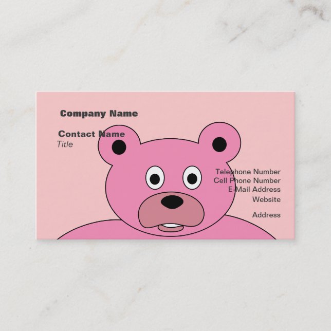 Tarjeta De Visita Oso rosa (Anverso)