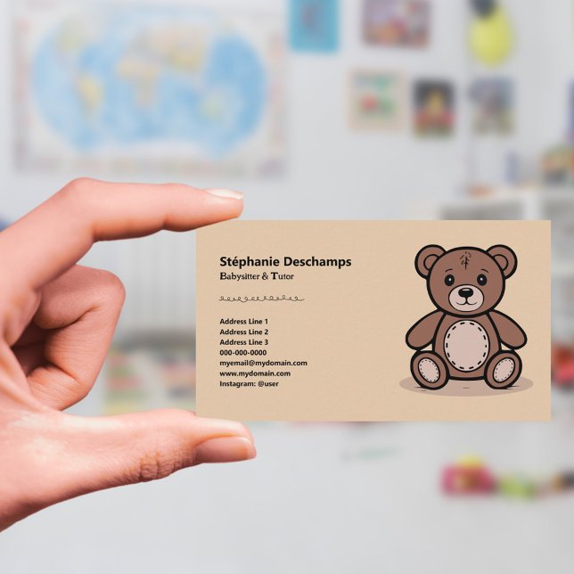 Tarjeta De Visita Oso Teddy - Niñera (Teddy Bear - Babysitter Business Card)