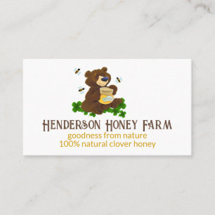 Tarjeta De Visita Oso Whimsical Con Miel De Ala De Miel