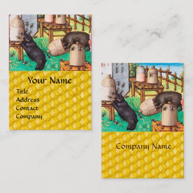 Tarjeta De Visita OSOS LADRILLOS, ABEJAS, BEE CUENTA CON Apiario Med (Anverso / Reverso)