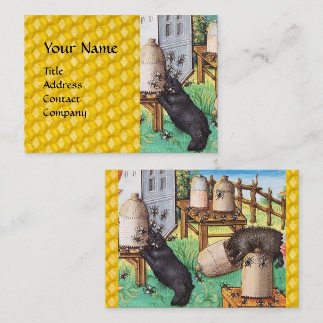Tarjeta De Visita OSOS LADRILLOS, ABEJAS, BEE CUENTA CON Apiario Med (Anverso / Reverso)