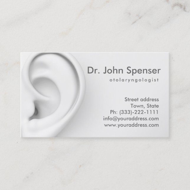 Tarjeta De Visita Otolaryngology Oars Médica Gray Business Card (Anverso)