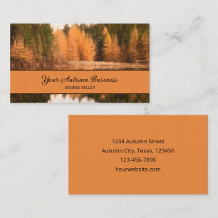 Tarjeta De Visita Otoño Árboles Lago Naranja Caer Esbozo Temático Ar