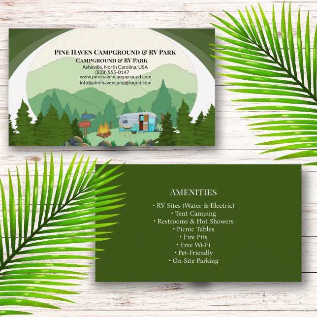 Tarjeta De Visita Outdoor Campground RV Park Rustic Design (Subido por el creador)