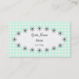 Tarjeta de visita oval Aqua Gingham Check