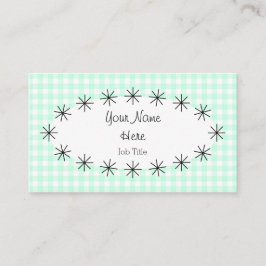 Tarjeta de visita oval Aqua Gingham Check
