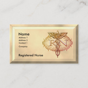 Tarjeta De Visita Oval Gold Caduceus RN Enfermero