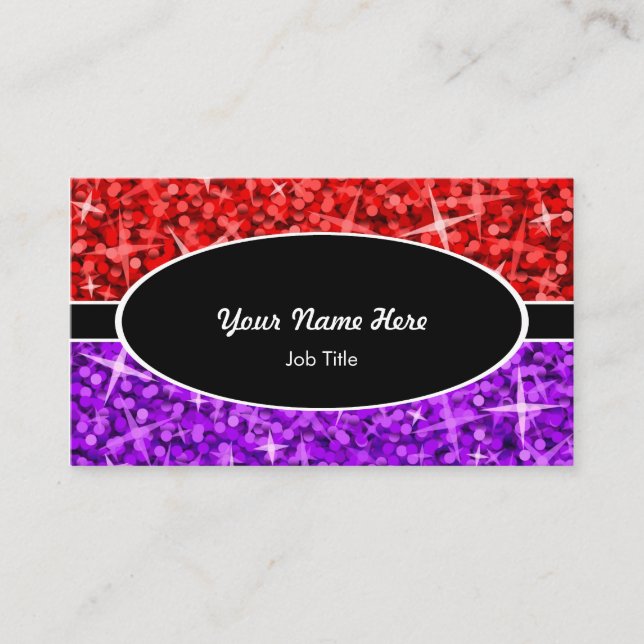 Tarjeta de visita oval negra púrpura roja de la (Anverso)