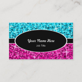 Tarjeta de visita oval negra rosada azul de la