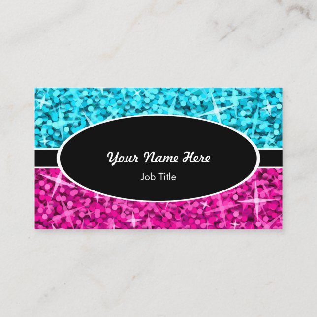 Tarjeta de visita oval negra rosada azul de la (Anverso)