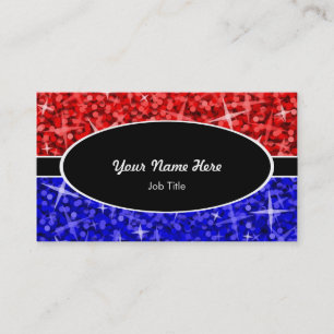 Tarjeta de visita oval roja del negro azul de la