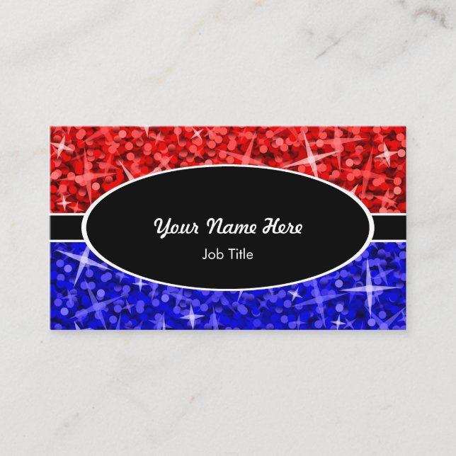 Tarjeta de visita oval roja del negro azul de la (Anverso)