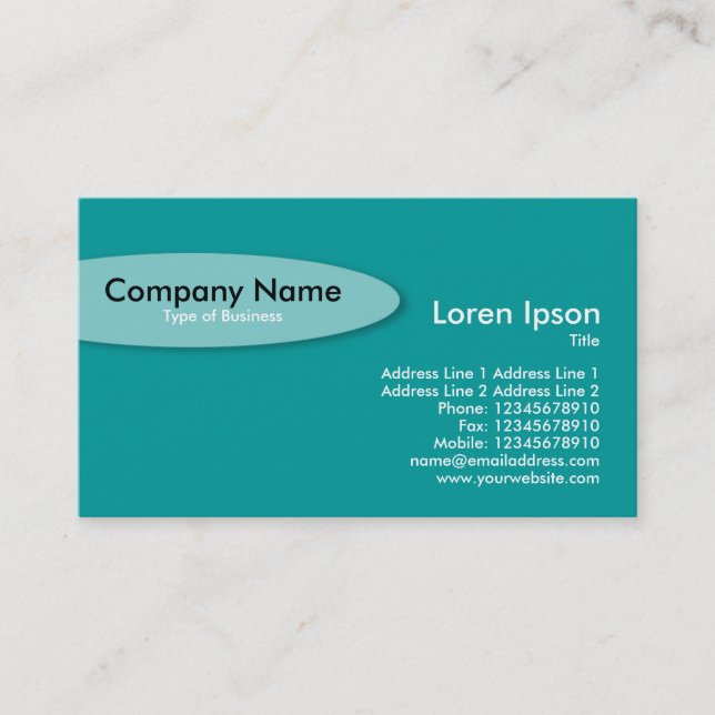 Tarjeta De Visita Oval - Turquesa oscuro (Anverso)