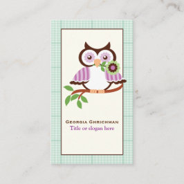 Tarjeta De Visita Oveja de primavera con borde de ciruela verde