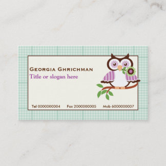 Tarjeta De Visita Oveja de primavera con borde de ciruela verde