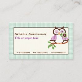 Tarjeta De Visita Oveja de primavera con borde de ciruela verde