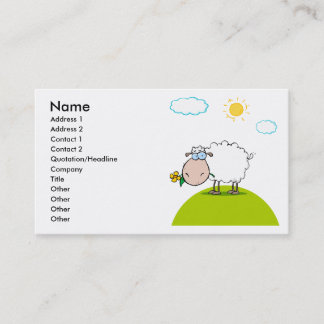 Tarjeta De Visita oveja tonta en una colina con una flor