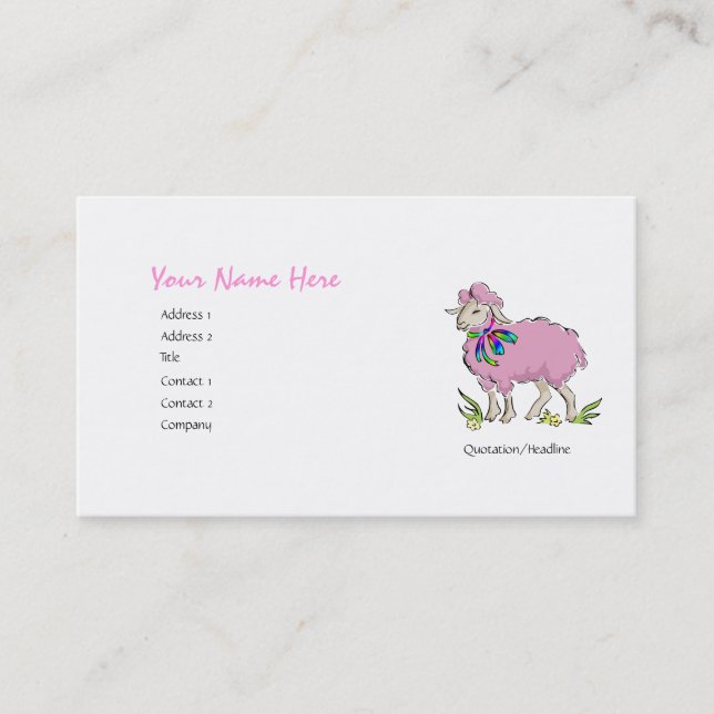 Tarjeta De Visita Ovejas rosadas de la familia (Anverso)