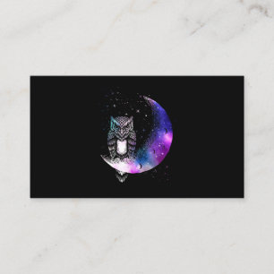 Tarjeta De Visita Owl Moon Galaxy Bird Crescent