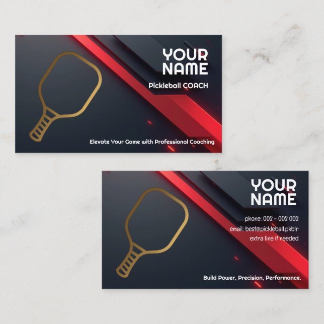 Tarjeta De Visita Own text, Precision Play Pickleball Coach (Anverso / Reverso)